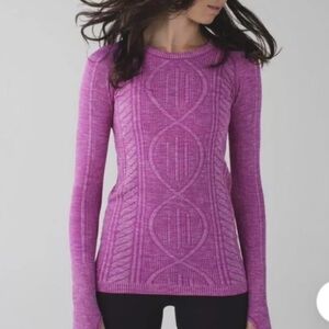 LULULEMON swiftly tech cable knit long sleeve top grey size 6/8